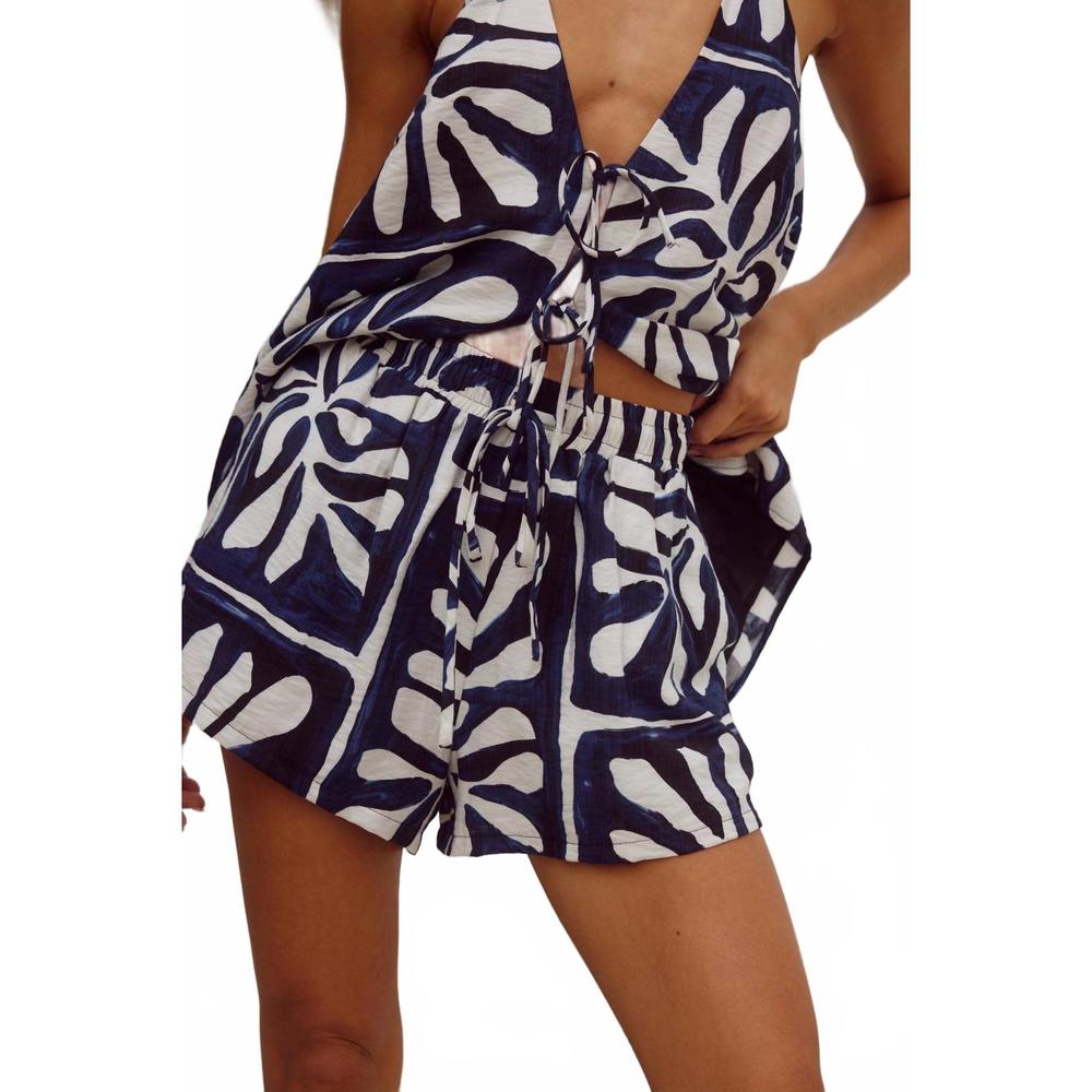 NEW RUNAWAY THE LABEL octavia pull-on short in pirah navy